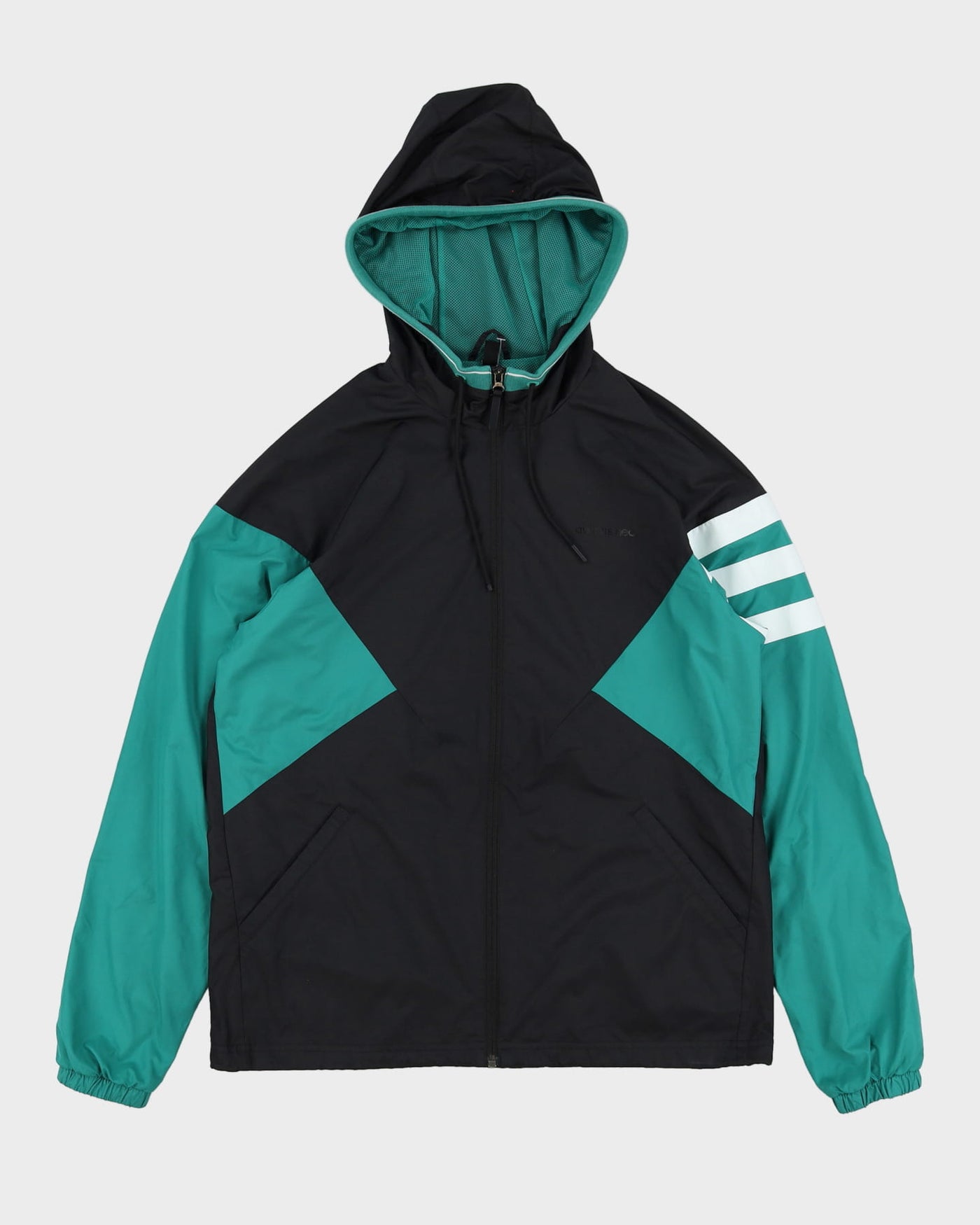 Adidas Neo Black / Green Hooded Anorak Rain Jacket - L