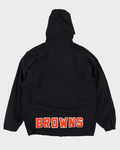 90s Trimark Cleveland Browns NFL Black Hooded Anorak Rain Jacket - L