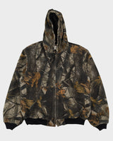 Vintage 90s Carhartt Woodland Camouflage Workwear / Chore Jacket - L