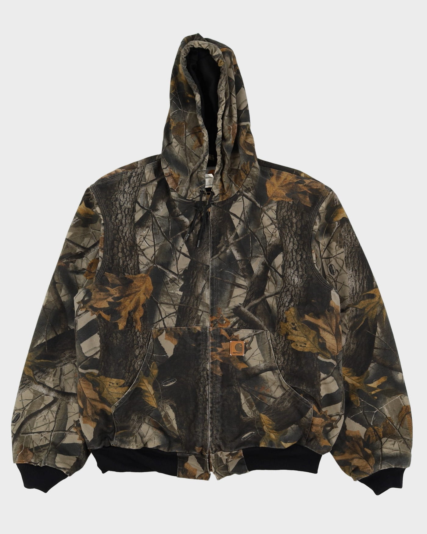 Vintage 90s Carhartt Woodland Camouflage Workwear / Chore Jacket - L