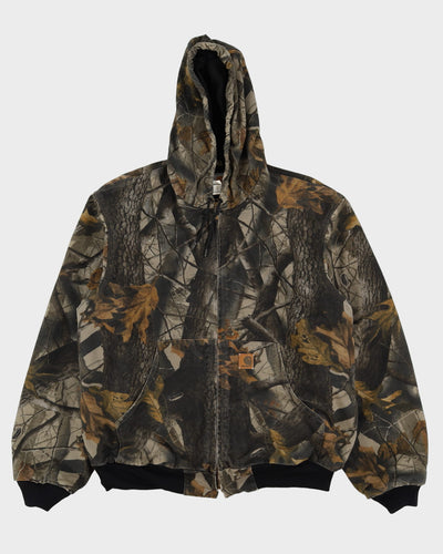 Vintage 90s Carhartt Woodland Camouflage Workwear / Chore Jacket - L