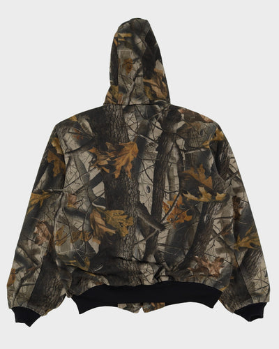 Vintage 90s Carhartt Woodland Camouflage Workwear / Chore Jacket - L