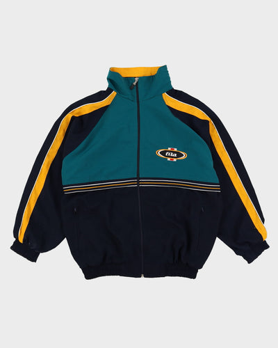 Vintage 90s FILA Navy / Green / Yellow Track Jacket - XL