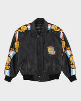 2003 Tweety's Dance Class Looney Tunes Black Leather Jacket - M