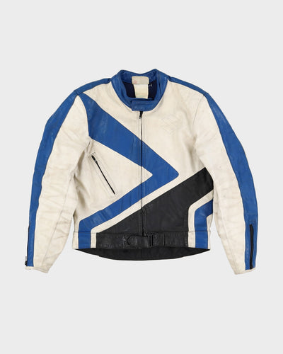 Vintage 80s Suzuki Blue / Black / White Leather Biker Jacket - S / M