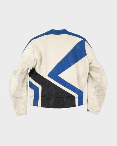 Vintage 80s Suzuki Blue / Black / White Leather Biker Jacket - S / M