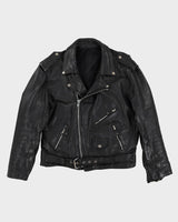 Vintage 90s Black Leather Biker Jacket - M / L