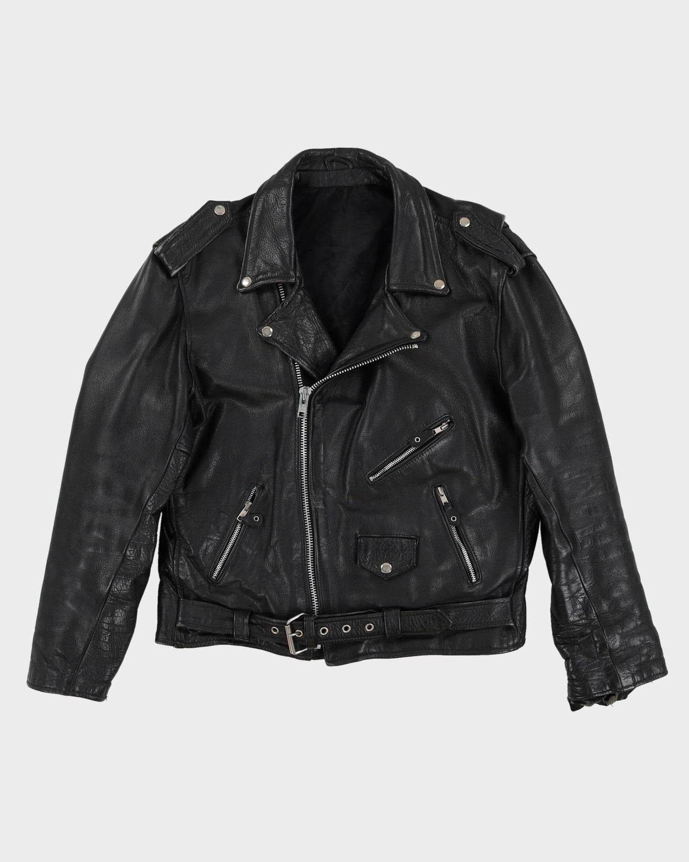 Vintage 90s Black Leather Biker Jacket - M / L