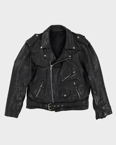 Vintage 90s Black Leather Biker Jacket - M / L
