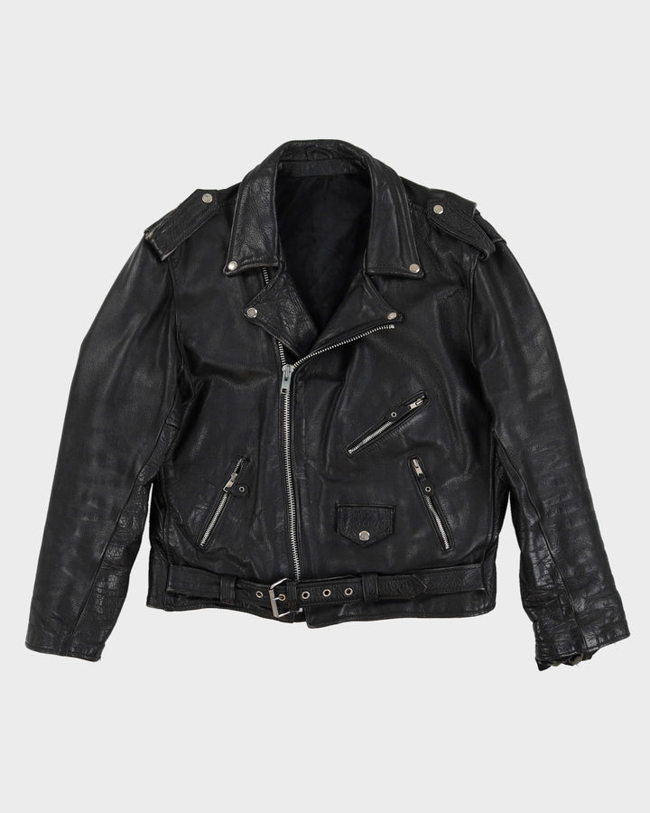 Vintage 90s Black Leather Biker Jacket - M / L