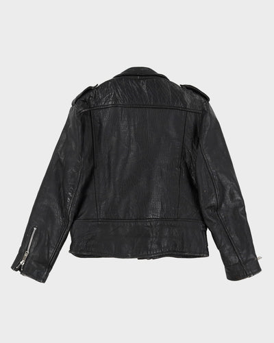 Vintage 90s Black Leather Biker Jacket - S / M