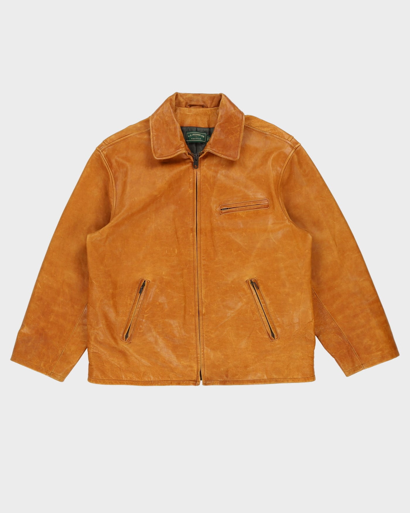 Vintage C.C. Filson Co. Seattle Brown Leather Jacket - L