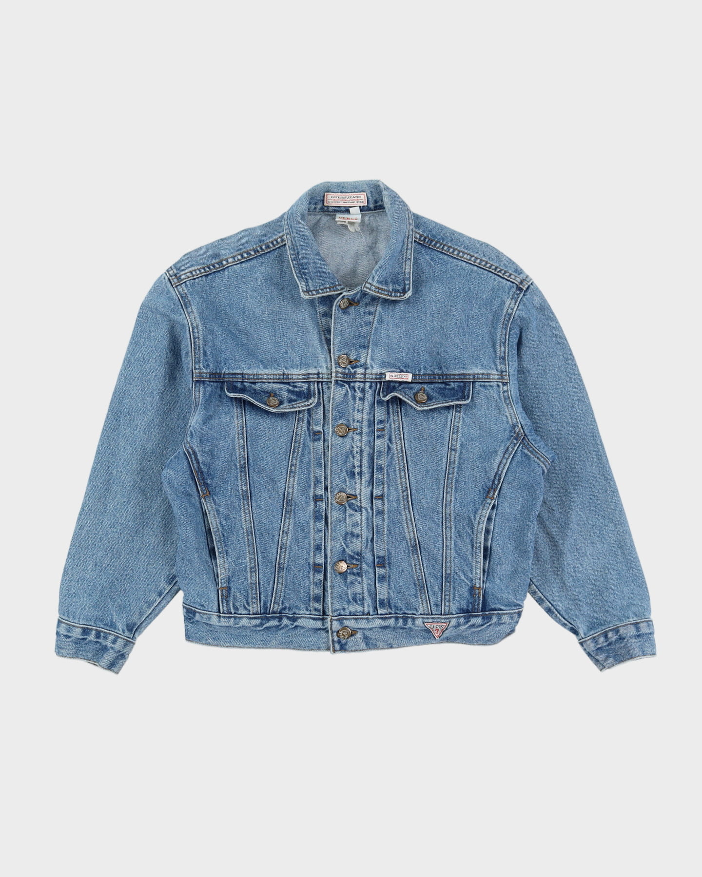 Vintage 1990s Guess Faded Blue Denim Jacket - S