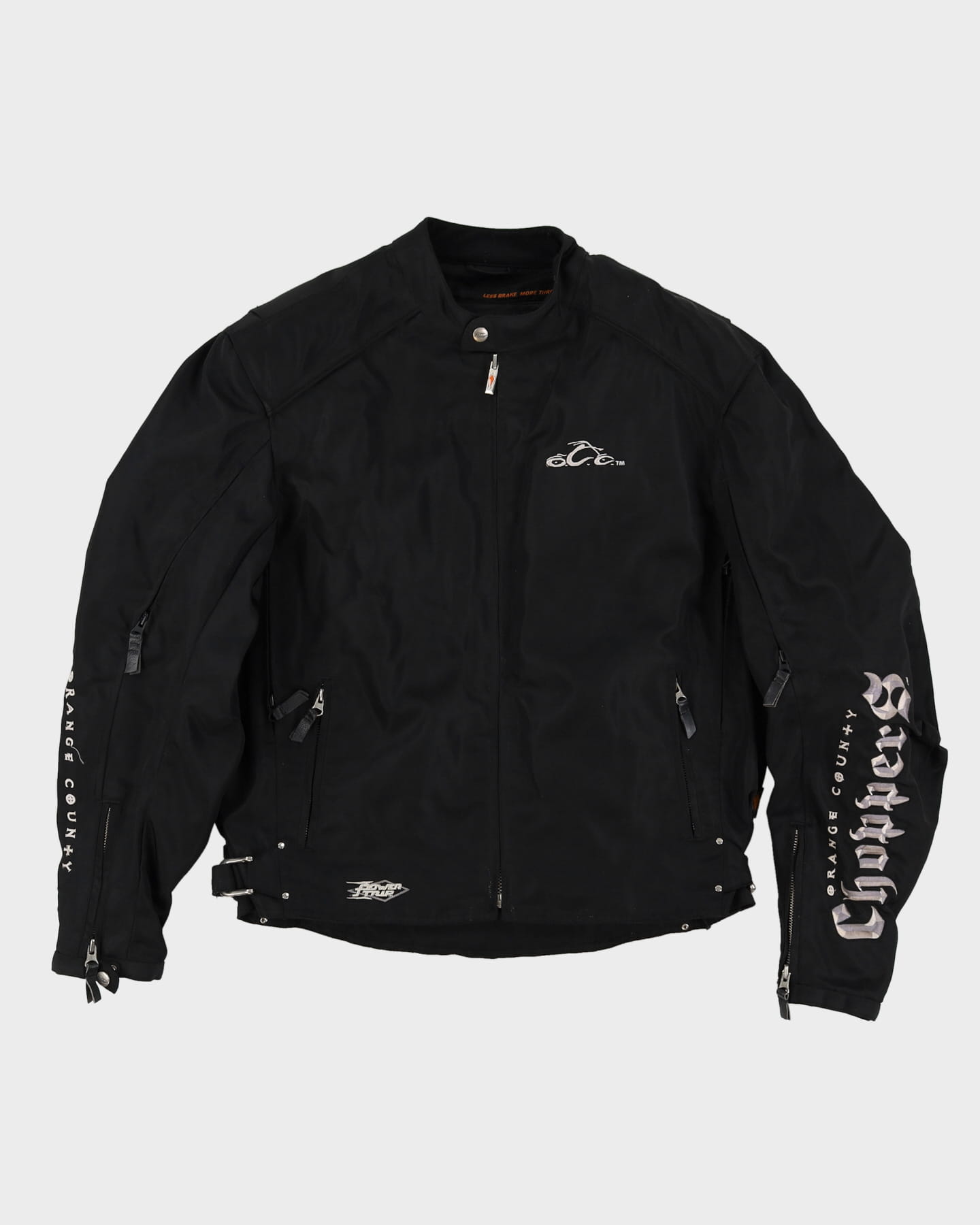 Vintage 90s Power Strip Black Biker Jacket - M