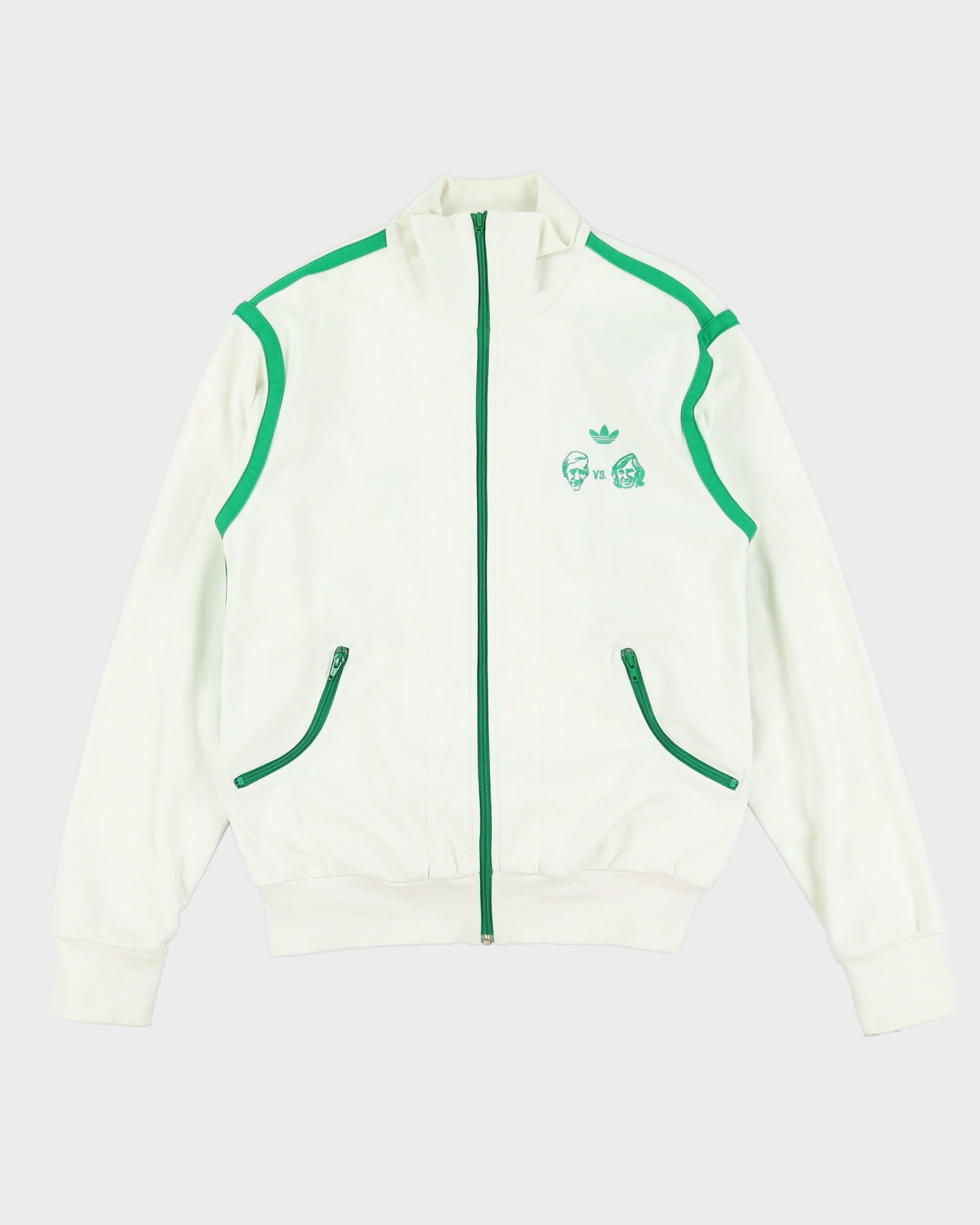 00s Adidas White Stan Smith Vs. Ilie Nastase Tennis Track Jacket - L