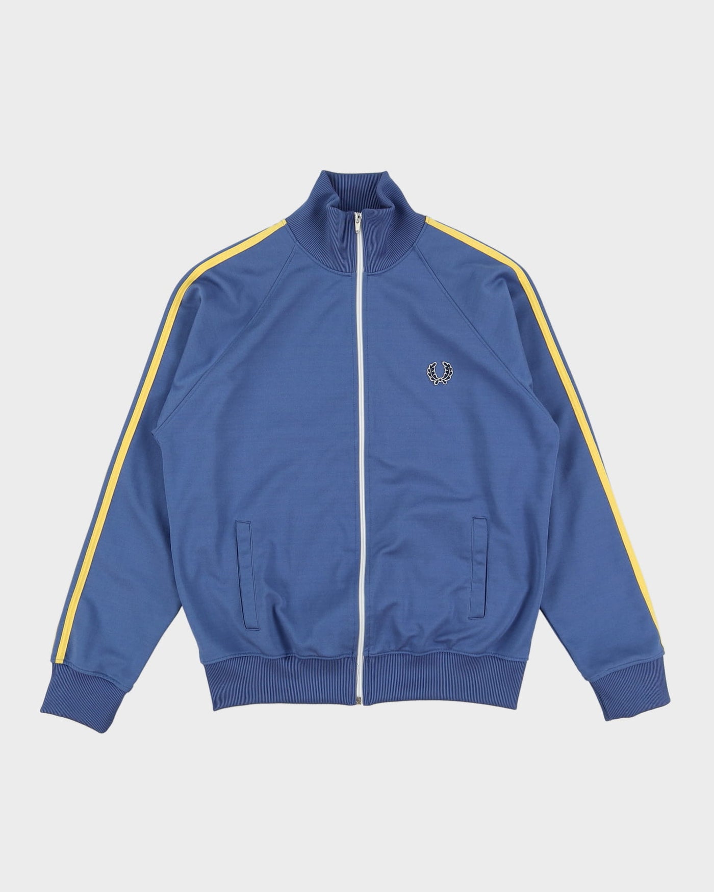 Vintage 90s Fred Perry Blue / Yellow Striped Track Jacket - M