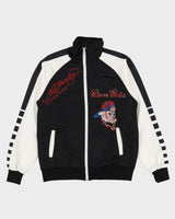 00s Y2K Ed Hardy Black / White Joker Playing Card Devil Design Track Jacket - XL