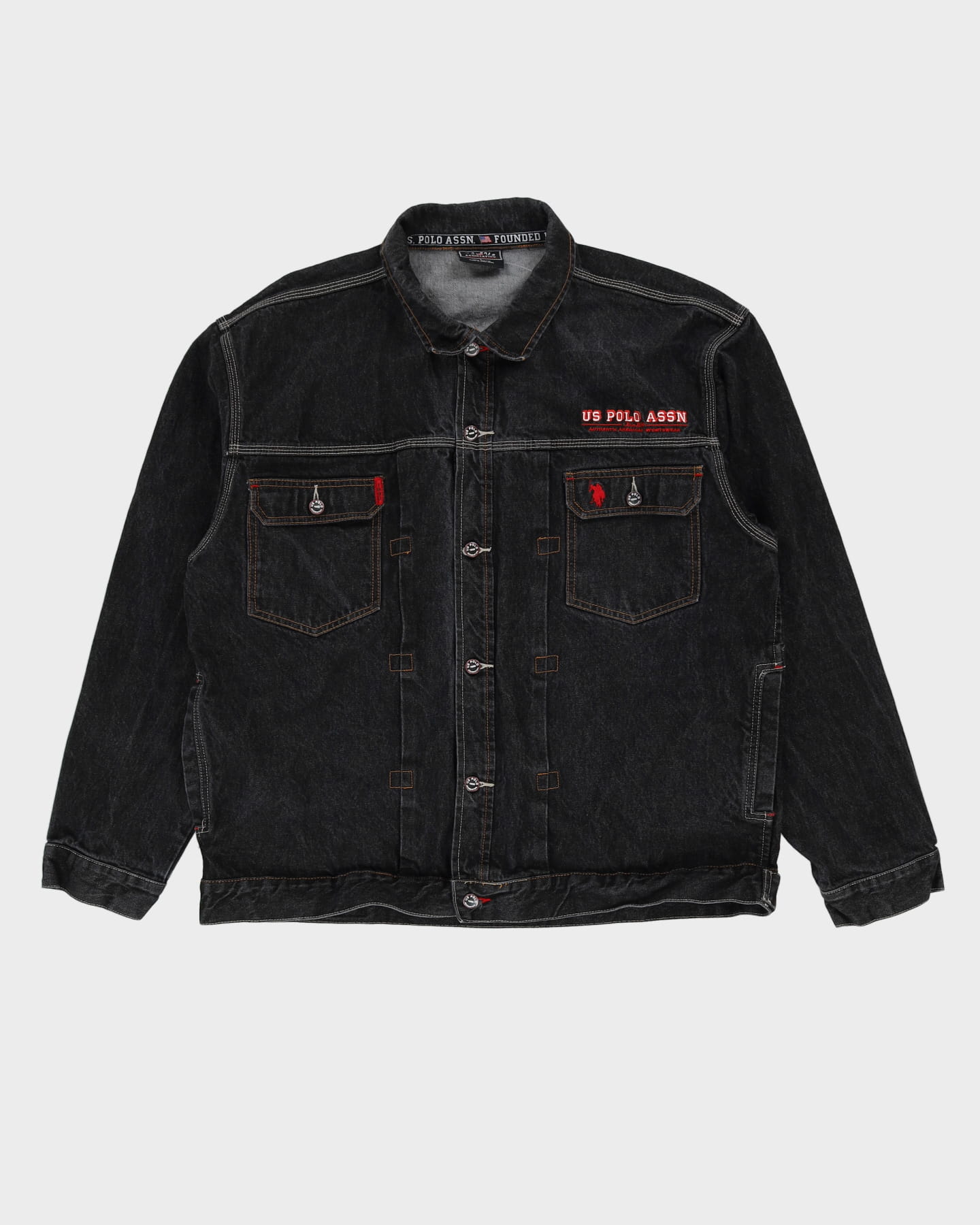 Vintage 90s U.S. POLO ASSN Black Oversized Denim Jacket - L