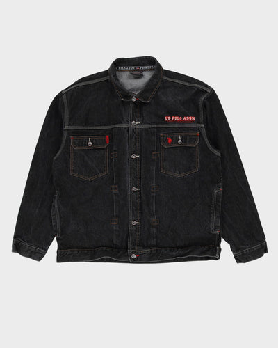 Vintage 90s U.S. POLO ASSN Black Oversized Denim Jacket - L