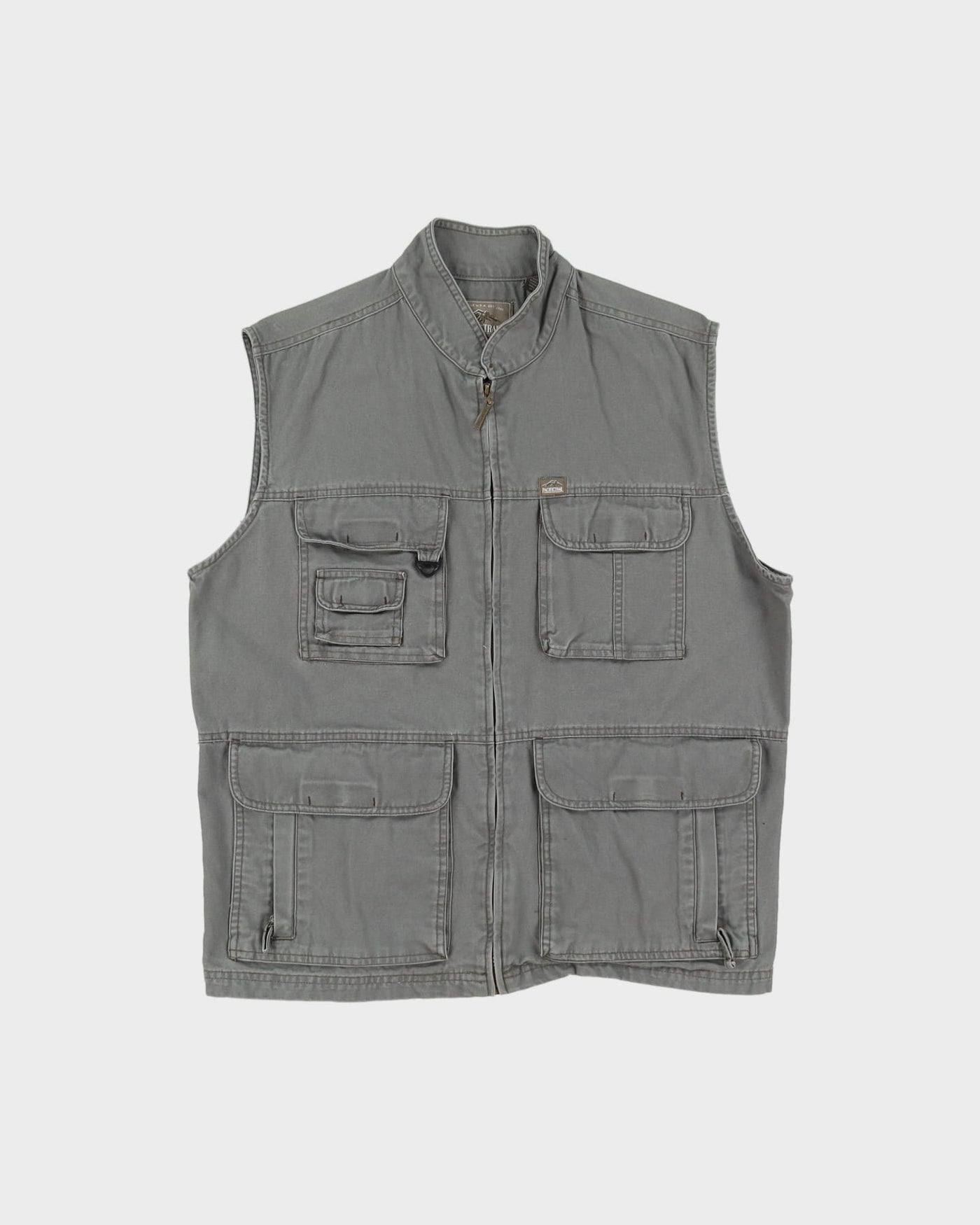 Vintage 90s Pacific Trail Grey Faded Tactical Vest / Oversized Gilet Jacket - L