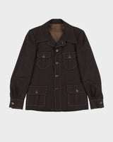Vintage 70s Tailored Brown Contrast Stitching Blazer Jacket - M