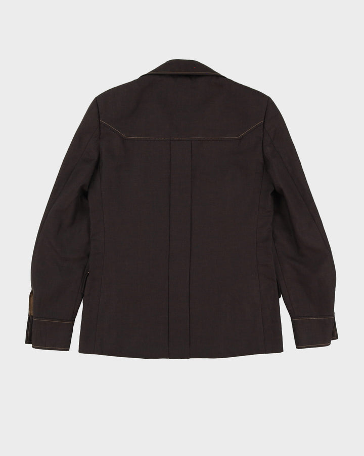 Vintage 70s Tailored Brown Contrast Stitching Blazer Jacket - M
