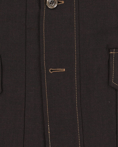 Vintage 70s Tailored Brown Contrast Stitching Blazer Jacket - M