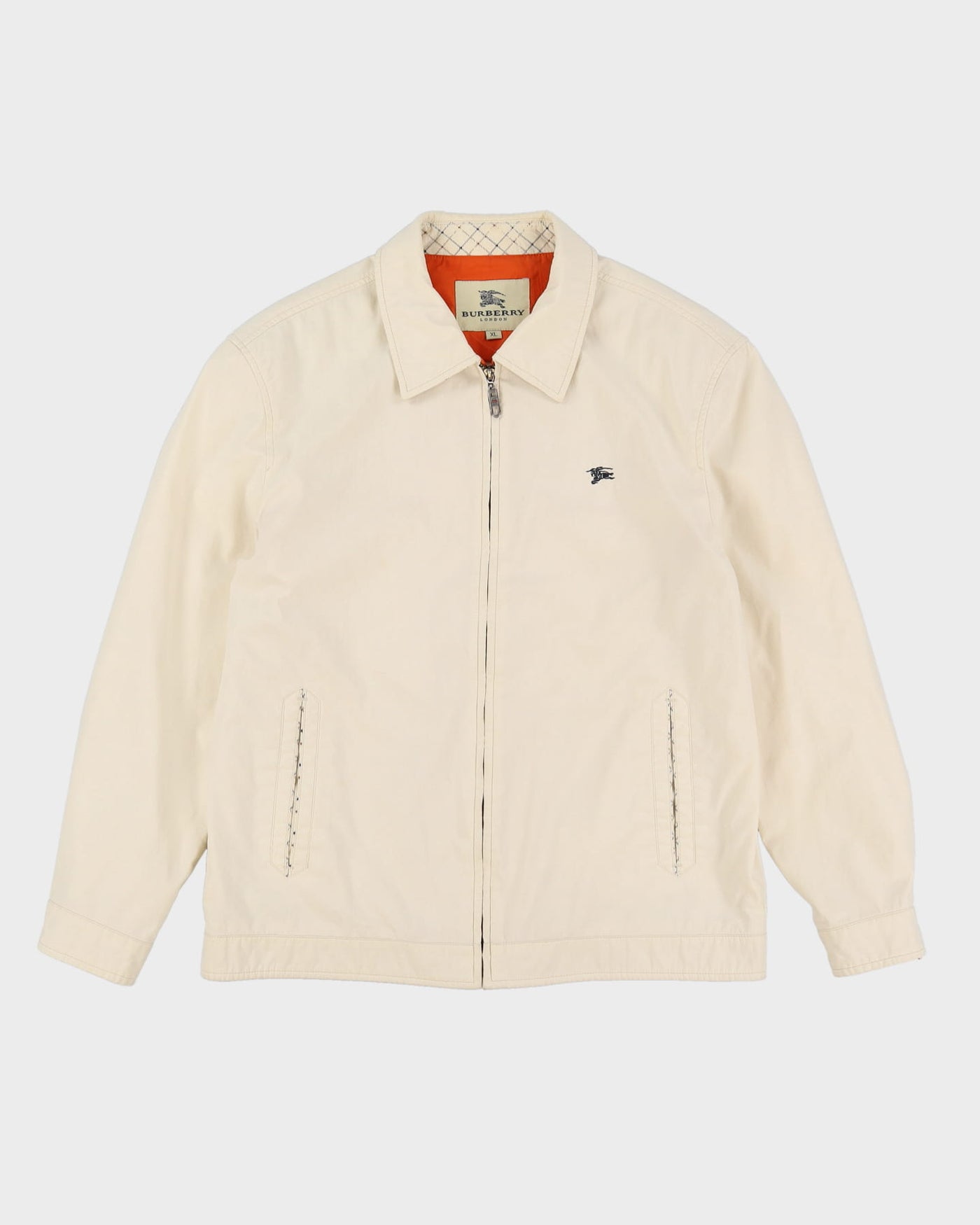 Vintage 90s Burberry Off-White Harrington / Windbreaker Jacket - XL