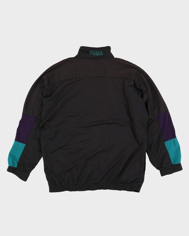Pre-Loved 90s Puma Black / Purple / Green Track Jacket - M