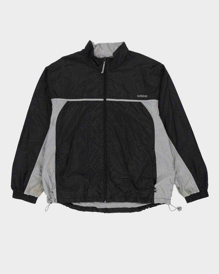 Vintage 90s Adidas negro cortavientos con cremallera completa XL