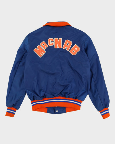 Vintage 1979 MacNAB Soccer Blue Satin Bomber / Varsity Jacket - L