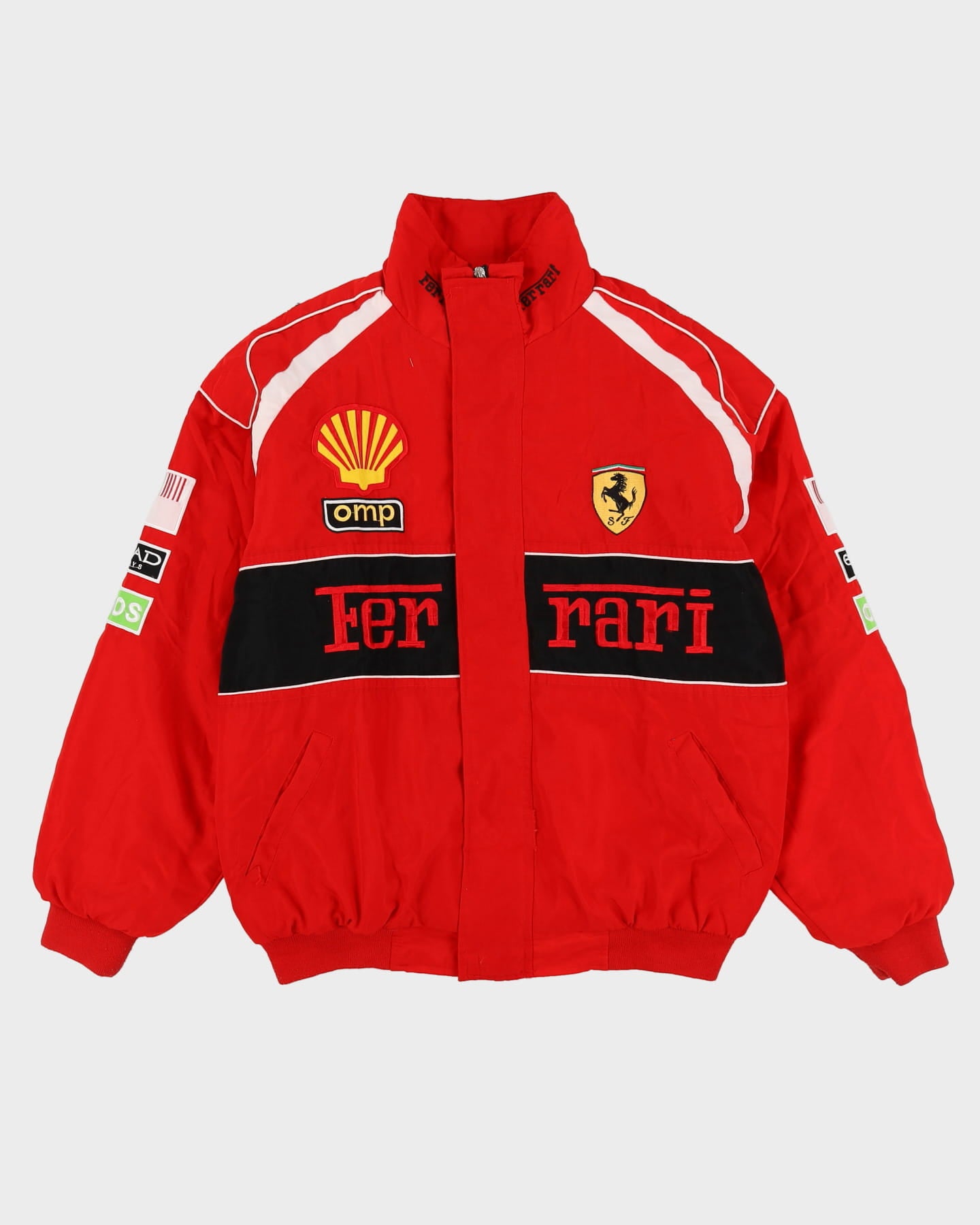 Formula One Racer Jacket 00s Ferrari Red Bomber Formula 1 Racing Jacket - L – Rokit