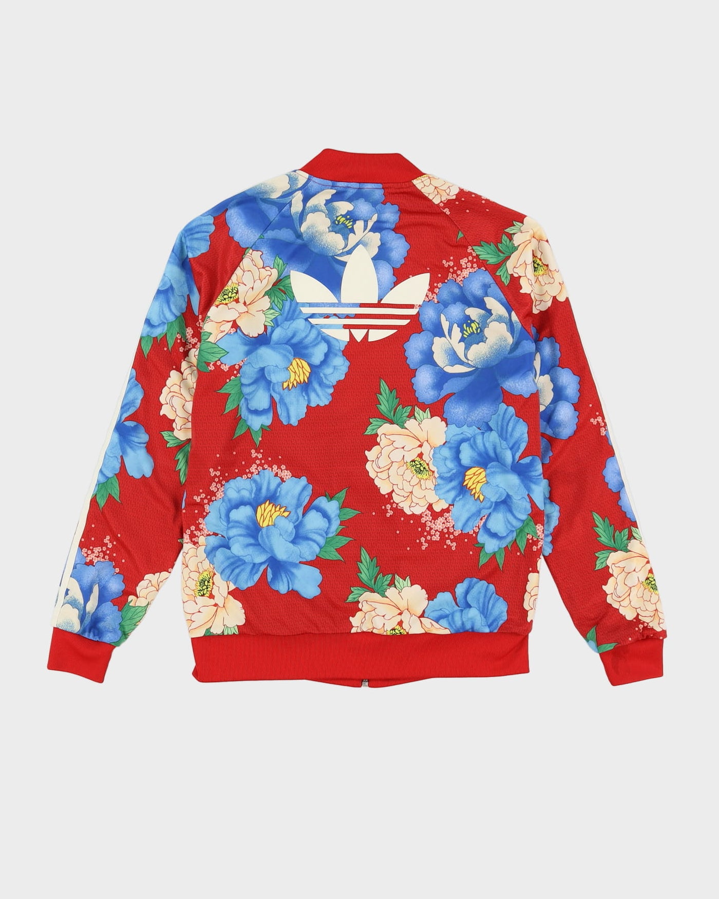 00s Adidas Red / Blue Floral Track Jacket - S