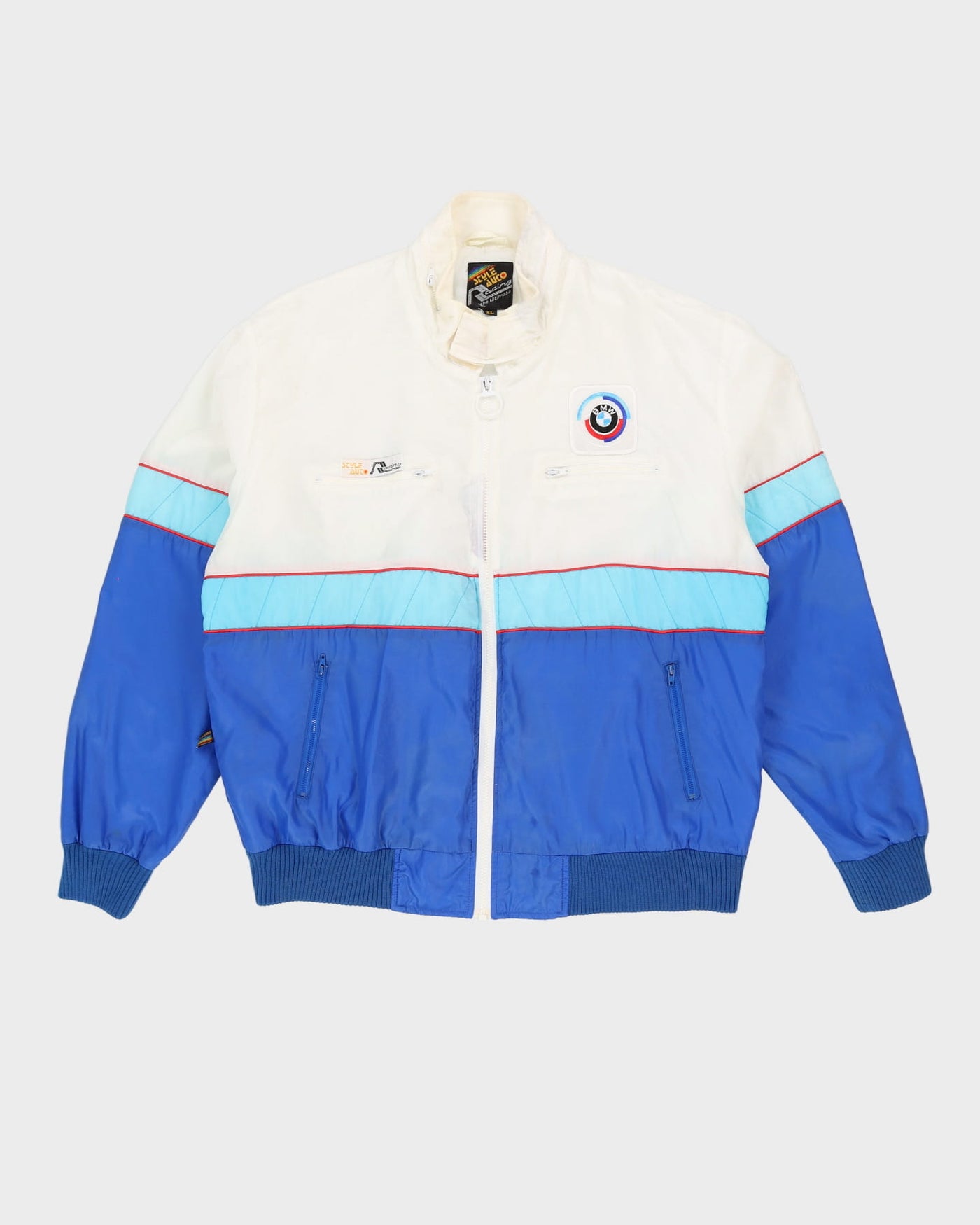 80s BMW Racing Full Zip Windbreaker Jacket - XL