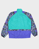 Vintage 90s Nike Patterned Purple / Green Oversized Windbreaker Shell Jacket - S