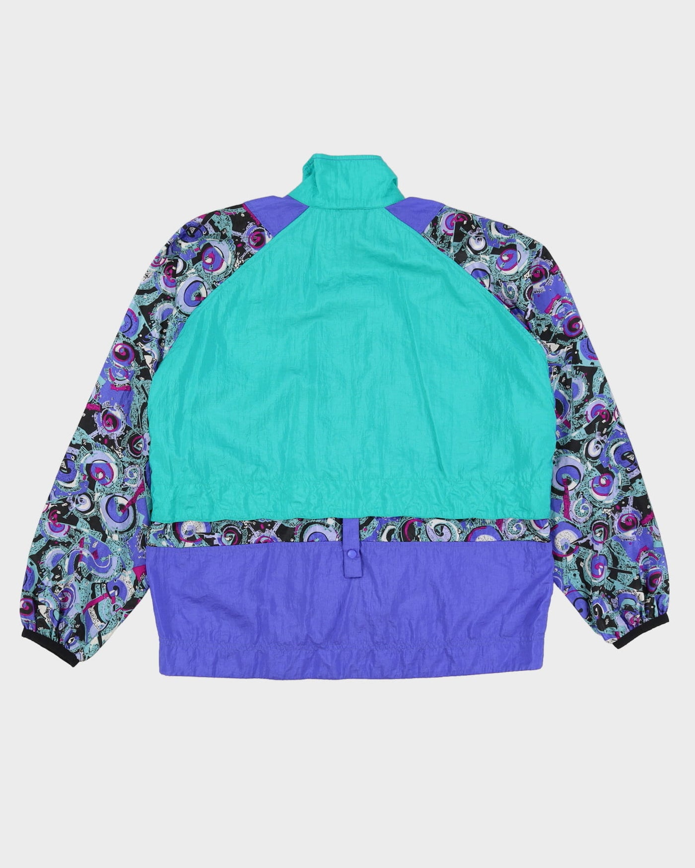 Vintage 90s Nike Patterned Purple / Green Oversized Windbreaker Shell Jacket - S