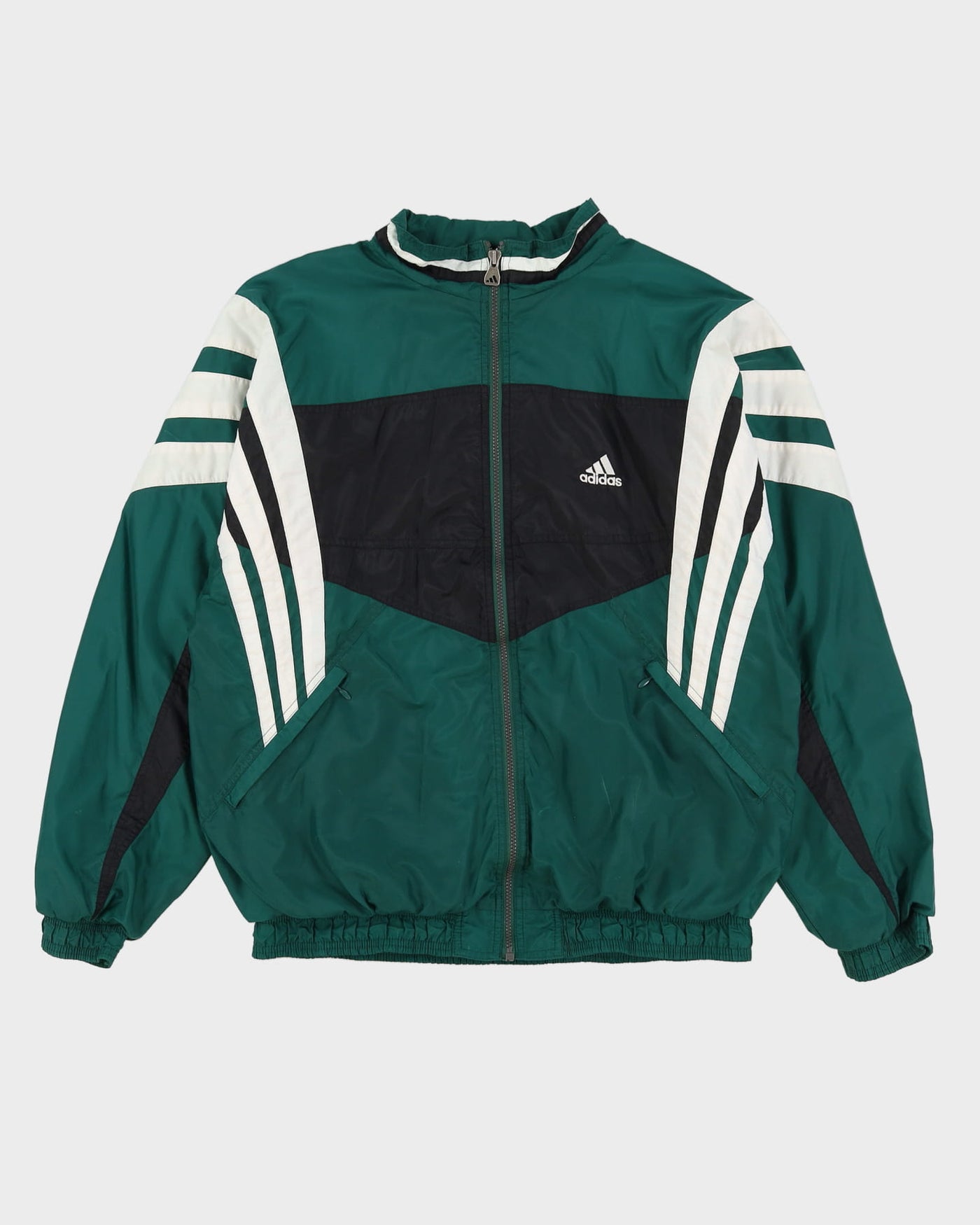 Vintage 90s Adidas Green / Black Windbreaker Shell Jacket - L