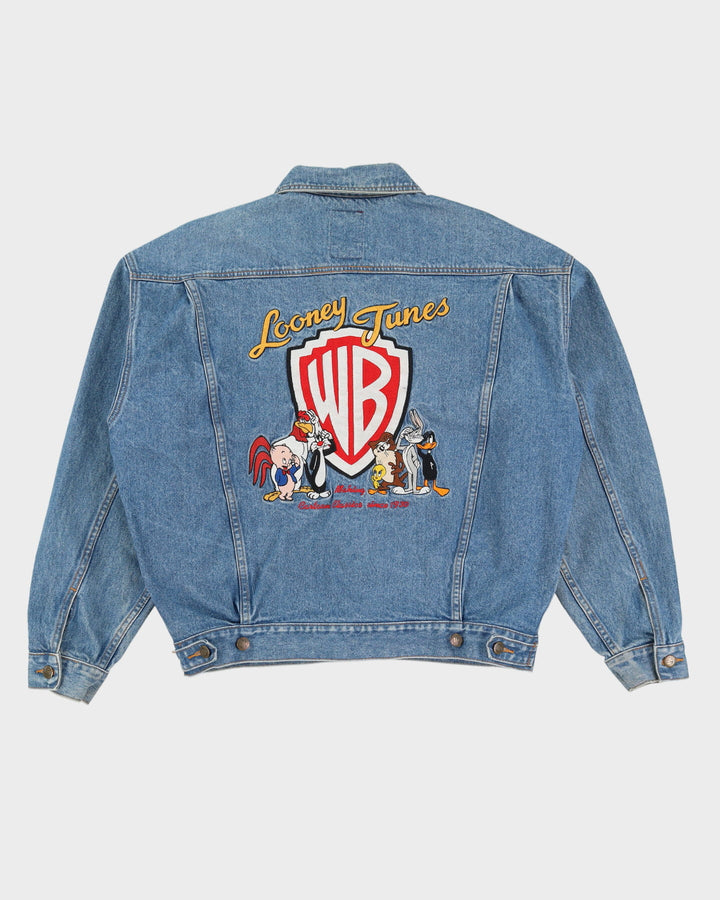 00s Looney Tunes Classic Wear Blue Embroidered Back Design Denim Jacket - M