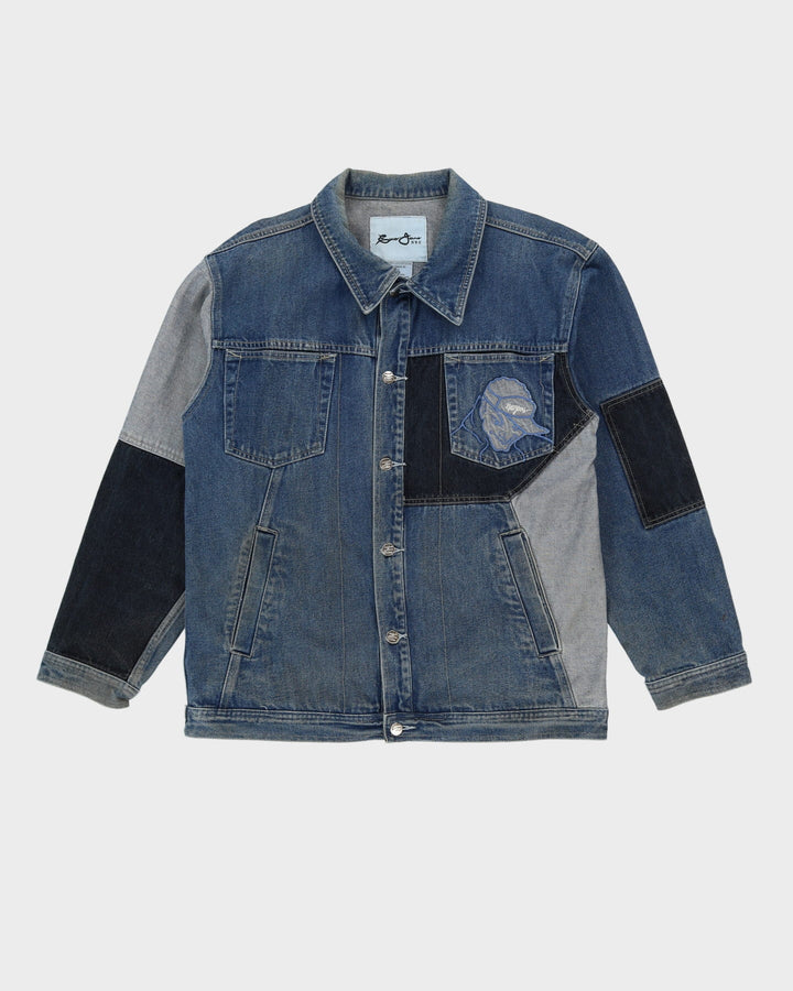 00s Y2K Sean John Blue Patchwork Style Denim Jacket - M