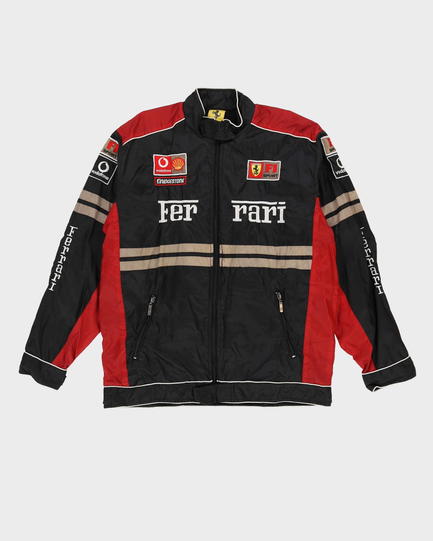 00s Michael Schumacher Ferrari F1 Black / Red Full-Zip Windbreaker Jacket - XL
