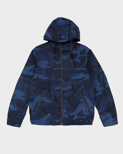 Coach Blue / Navy Camo Hooded Anorak Jacket - L