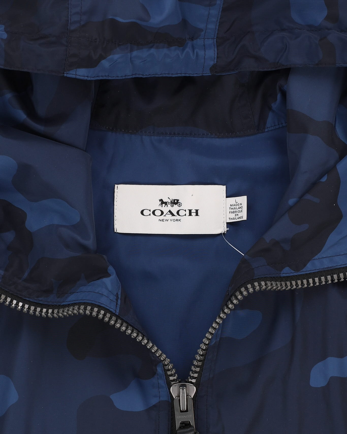 Coach Blue / Navy Camo Hooded Anorak Jacket - L