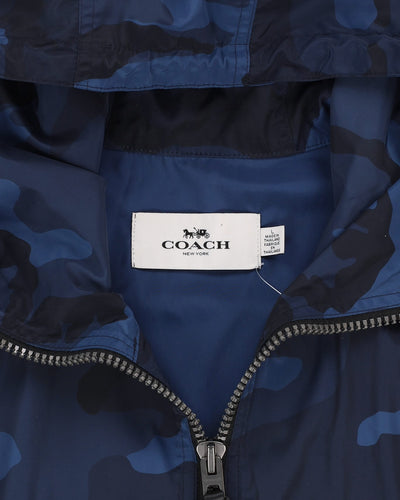 Coach Blue / Navy Camo Hooded Anorak Jacket - L