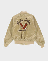 Vintage 80s Lake Tahoe Gold Satin Bomber Jacket - M