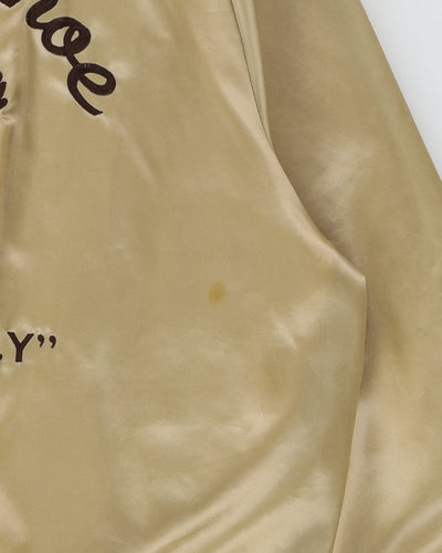 Vintage 80s Lake Tahoe Gold Satin Bomber Jacket - M
