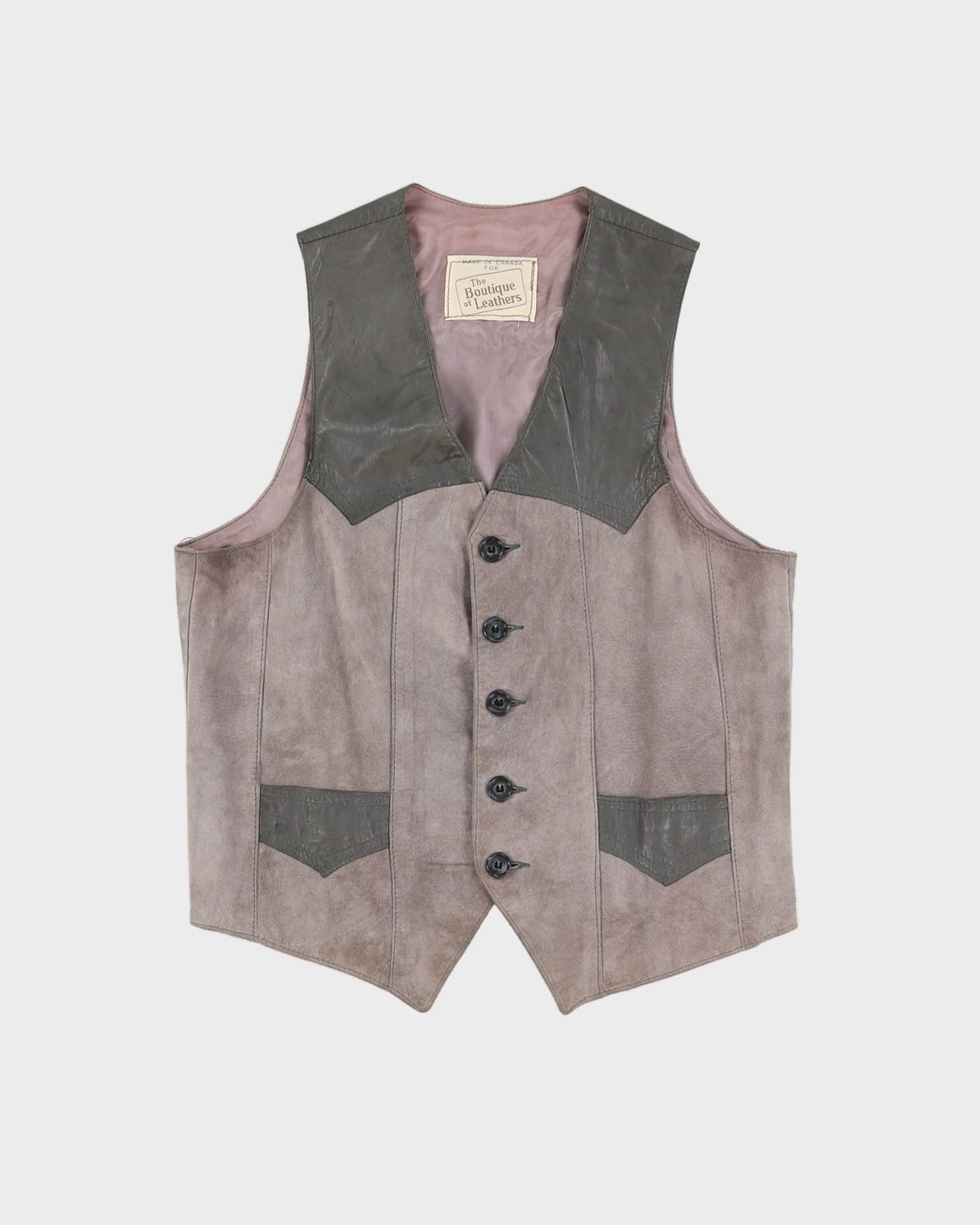 Vintage 1970s Grey Suede Waistcoat - S