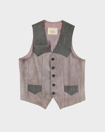 Vintage 1970s Grey Suede Waistcoat - S