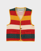 Benetton Red Striped Wool Waistcoat - M