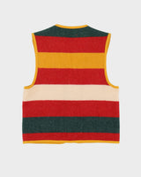 Benetton Red Striped Wool Waistcoat - M