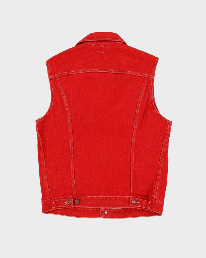 Vintage 70s Spitfire Deadstock With Tags Red Sleeveless Denim Jacket - M
